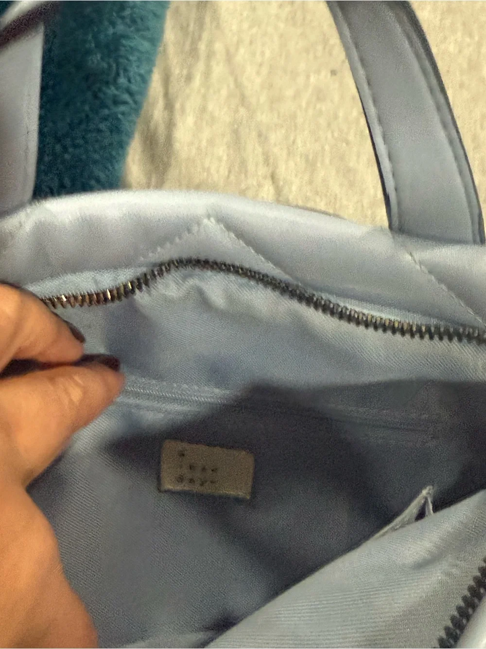 a new day Quilted Light Blue Backpack Purse with Top Handles
